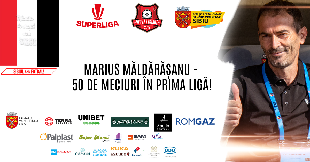 REPER ISTORIC – MARIUS MĂLDĂRĂȘANU – 50 DE MECIURI CA ANTRENOR ÎN PRIMA LIGĂ