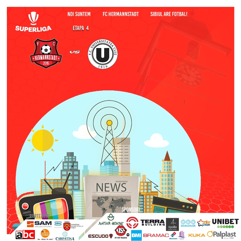 ACREDITĂRI MASS-MEDIA PENTRU MECIUL DINTRE A.F.C. HERMANNSTADT  VS U CLUJ
