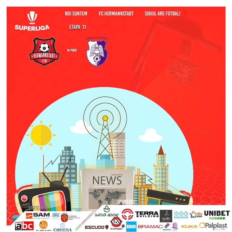 ACREDITĂRI MASS-MEDIA PENTRU MECIUL DINTRE A.F.C. HERMANNSTADT  VS F.C. ARGEȘ