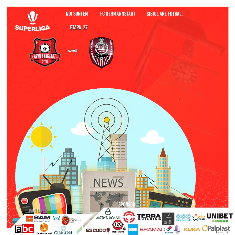 ACREDITĂRI MASS-MEDIA PENTRU MECIUL DINTRE A.F.C. HERMANNSTADT  VS CFR CLUJ-NAPOCA