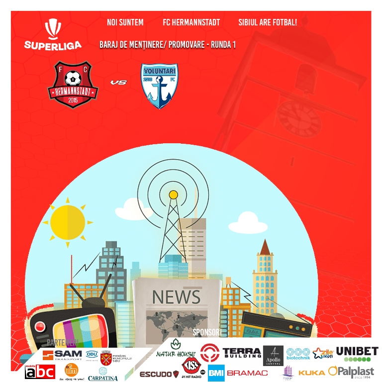 ACREDITĂRI MASS-MEDIA PENTRU MECIUL DINTRE A.F.C. HERMANNSTADT  VS FC VOLUNTARI